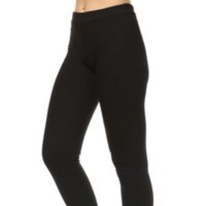 JEGGOLOGY L/XL Jegging Mock Pocket Cotton Rib Knit Raw Edge Black Leggings